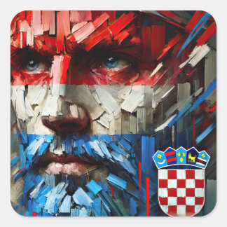 Face vibrant colors of the Croatian flag Quadratischer Aufkleber