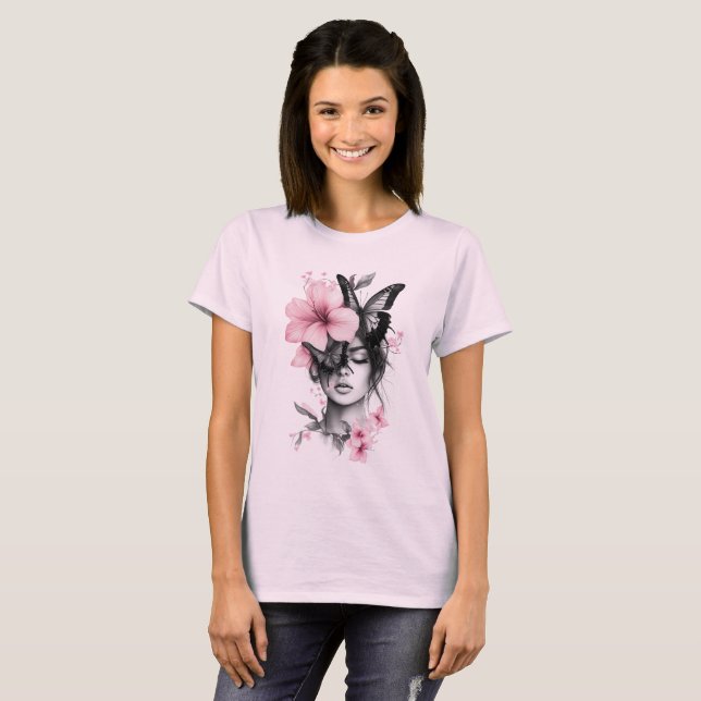 face woman nature butterfly T-Shirt (Vorne ganz)