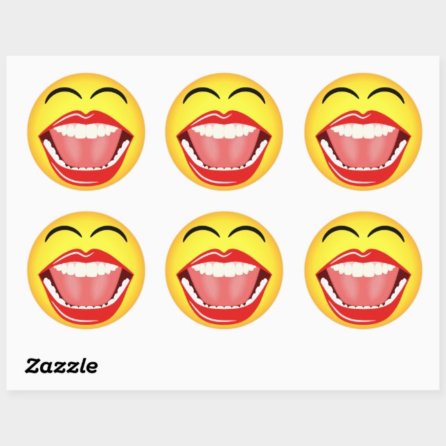 Face Yellow Laghon Emoticon Round Sticker (Blatt)