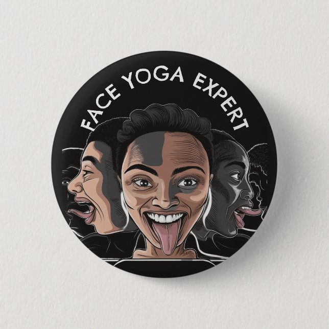 Face Yoga Experte Spaß Geschenk Button (Vorderseite)