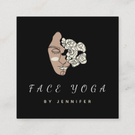 Face Yoga Instructor Floral Gezeichnet Boho Elegan Quadratische Visitenkarte