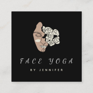 Face Yoga Instructor Floral Gezeichnet Boho Elegan Quadratische Visitenkarte
