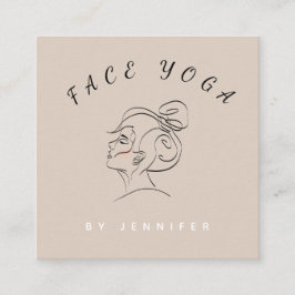 Face Yoga Instructor Line Gezeichnet Boho Messy Bu Quadratische Visitenkarte