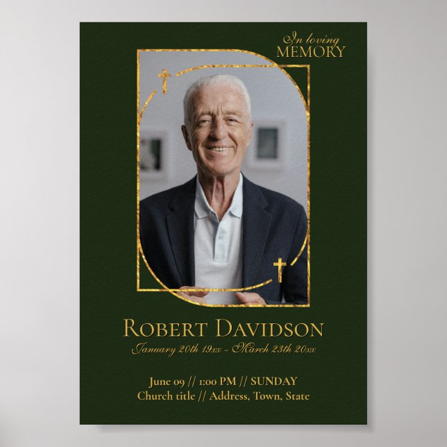 Facebook Beerdigung Ankündigung Post Deep Green Poster (Vorne)