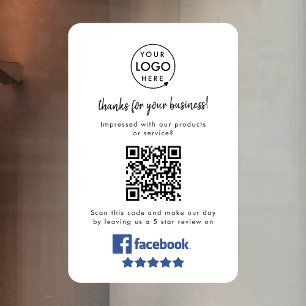 Facebook-Bewertungen Business QR Code Minimal Wh Fensteraufkleber