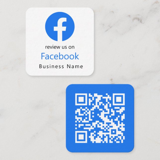 Facebook-Bewertungen | Business QR Code Minimal Wh Quadratische Visitenkarte (Vorne/Hinten)