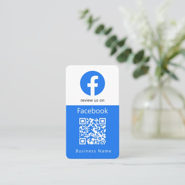 Facebook-Bewertungen | Business Review UQR Code Visitenkarte (Stehend Vorderseite)
