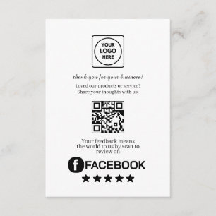 Facebook-Bewertungs-QR   Unternehmens-Feedback-Lin Begleitkarte