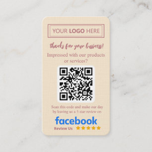Facebook-Bewertungskarte mit Logo & QR-Code Roségo Visitenkarte