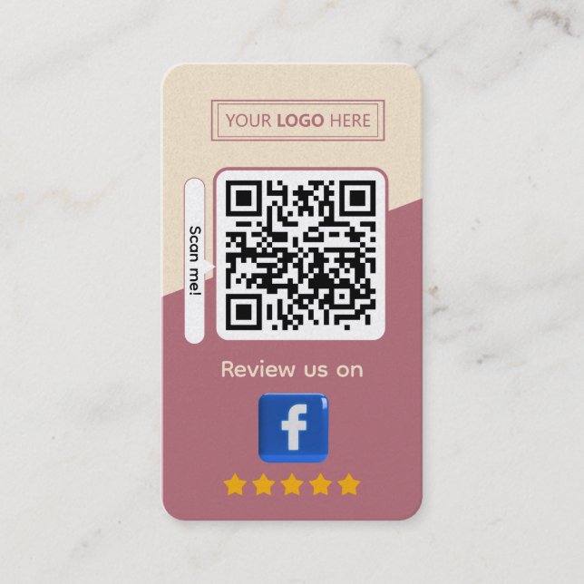 Facebook Business Bewertung mit QR-Code Visitenkarte (Vorderseite)