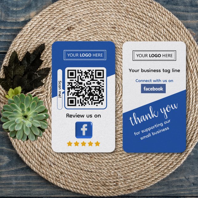 Facebook Business Review mit QR-Code Visitenkarte (Facebook review request cards)