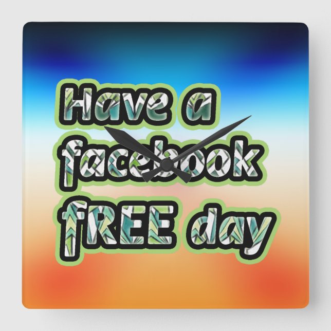 Facebook Free Day Quadratische Wanduhr (Vorderseite)