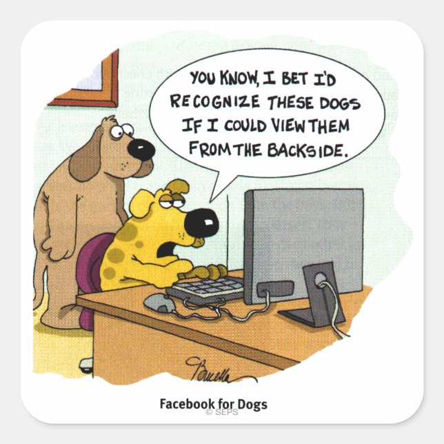 Facebook für Hunde Quadratischer Aufkleber (Vorderseite)