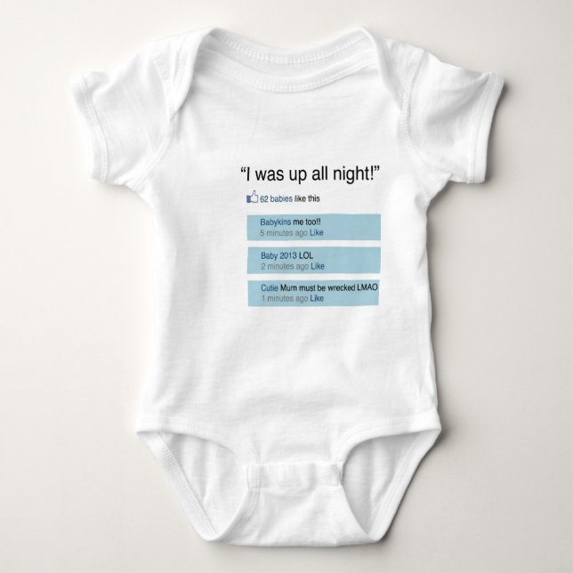 Facebook inspirierte Spielanzug für Sleepless Baby Strampler (Vorderseite)