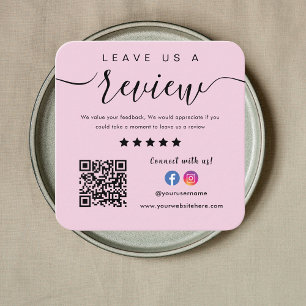 Facebook Instagram Pink Qr Code Verließ uns eine Ü Quadratische Visitenkarte