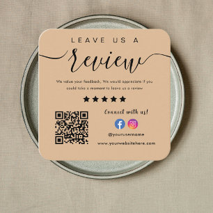 Facebook Instagram Qr Code Verlasse uns ein Rezens Quadratische Visitenkarte
