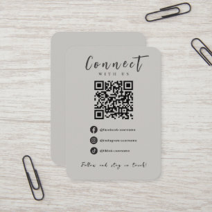 Facebook Instagram Tiktok Modern Soft Gray QR Code Visitenkarte