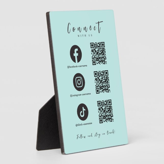 Facebook Instagram Tiktok QR Code Baby Blue Fotoplatte (Seite)