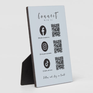 Facebook Instagram Tiktok QR Code Light Navy Fotoplatte