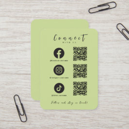 Facebook Instagram Tiktok QR Code Lime Green Visitenkarte