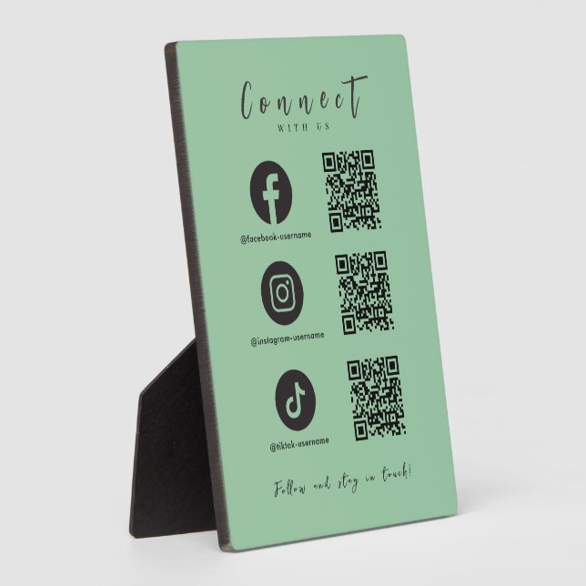 Facebook Instagram Tiktok QR Code Minze Grün Fotoplatte (Seite)
