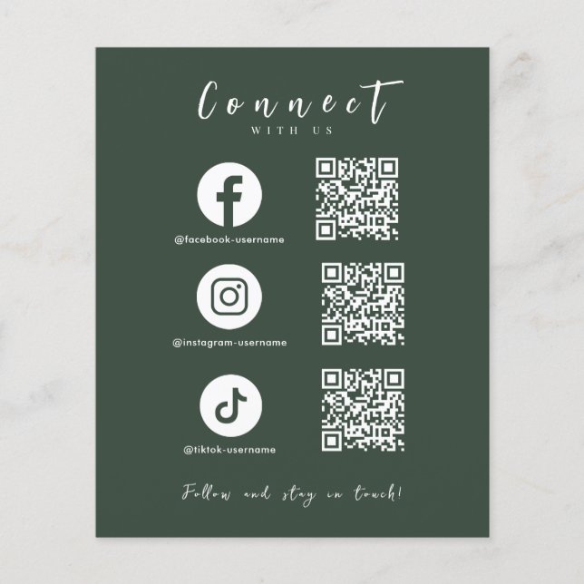 Facebook Instagram Tiktok QR Code Modern Flyer (Vorne)