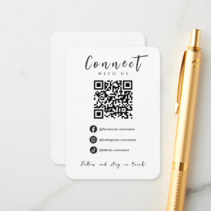 Facebook Instagram Tiktok QR Code Modern White Begleitkarte