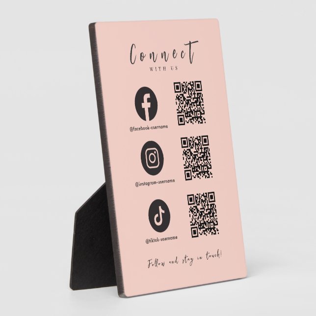 Facebook Instagram Tiktok QR Code Rosa Fotoplatte (Seite)