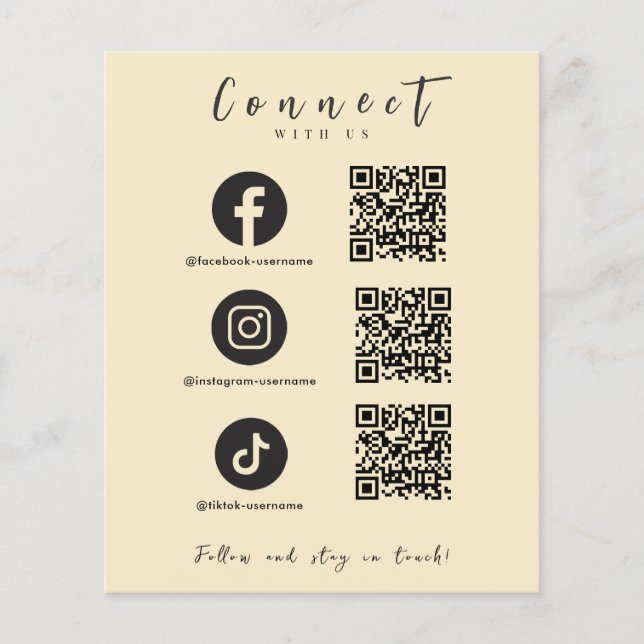 Facebook Instagram Tiktok QR Code Trendy Groovy Flyer (Vorne)