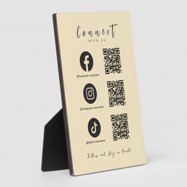 Facebook Instagram Tiktok QR Code Trendy Groovy Fotoplatte (Seite)