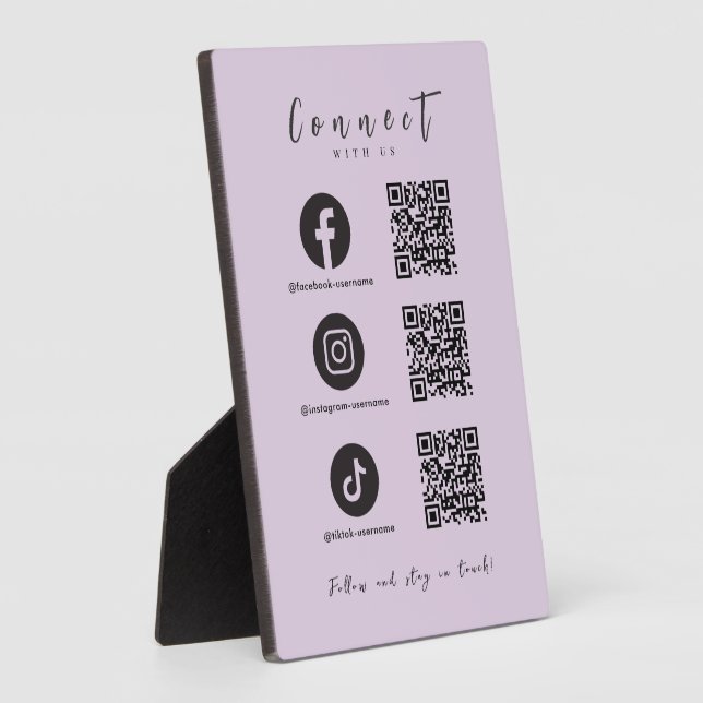Facebook Instagram Tiktok QR Code Trendy Lila Fotoplatte (Seite)
