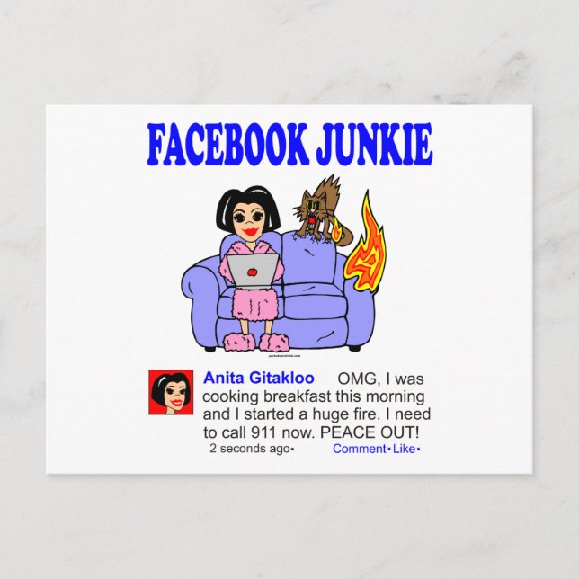 FACEBOOK JUNKIE POSTKARTE (Vorderseite)