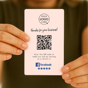 Facebook-Review   Business Reviews rosa QR Code Visitenkarte