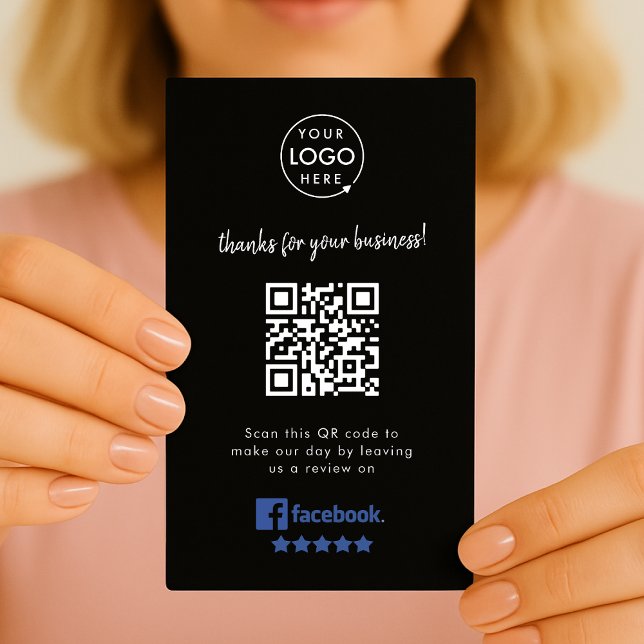 Facebook Review | QR-Code für Unternehmen schwarz Visitenkarte (Von Creator hochgeladen)