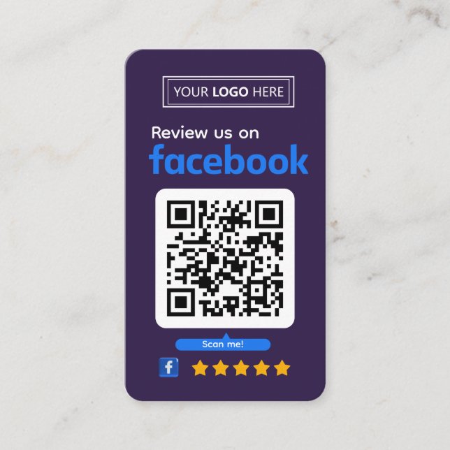 Facebook Review Request Business Card Deep Plum Visitenkarte (Vorderseite)