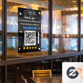 Facebook Review Request Card mit Logo und QR Code Fensteraufkleber