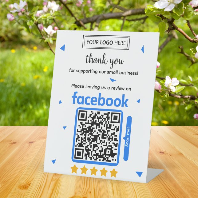 Facebook Review Request Card mit Logo und QR Code Sockelschild (Facebook review request)