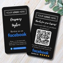 Facebook Review Request Card mit Logo und QR Code