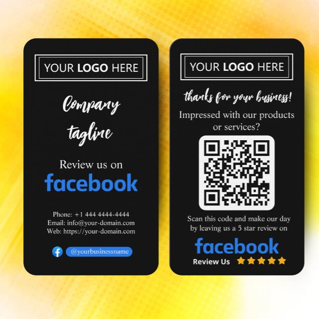 Facebook Review Request Card mit Logo und QR Code Visitenkarte (promotional marketing)