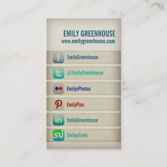 Facebook-Twitter Visitenkarte (Vorderseite)