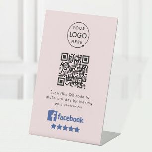 Facebook-Überprüfungsanfrage QR Code Rosa Busine Sockelschild