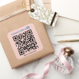 Facebook-Verbindung mit dem QR-Code von uns rosa Quadratischer Aufkleber