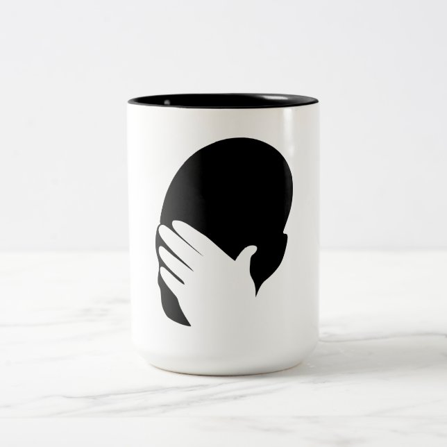 Facepalm-Mem Zweifarbige Tasse (Mittel)