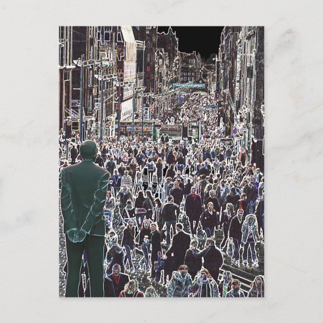 Faces in der Crowd Glasgow Scotland Postcard Postkarte (Vorderseite)