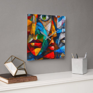 Faces we know quadratische wanduhr