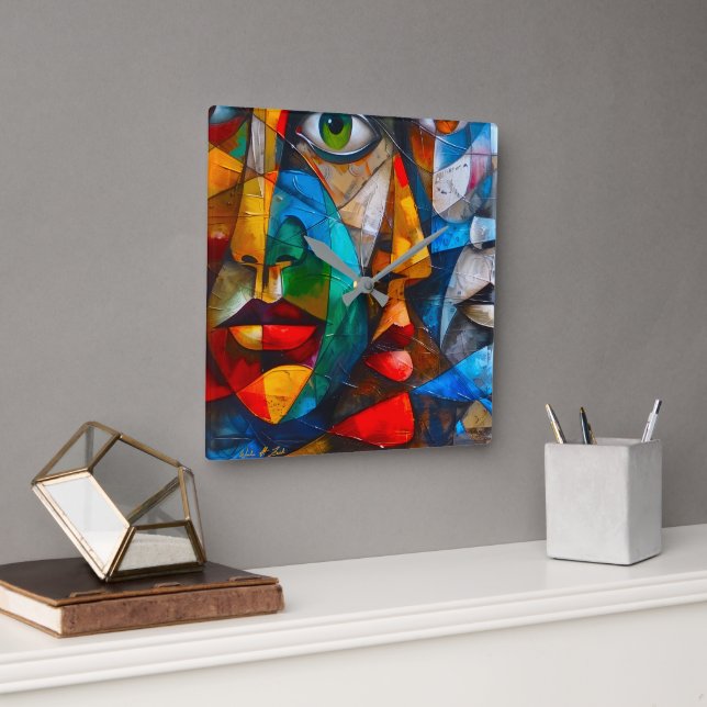 Faces we know quadratische wanduhr (Büro)