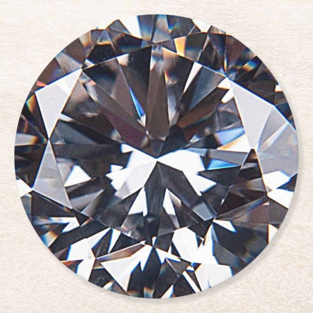 Faceted Elegance Diamond Image Runder Pappuntersetzer (Vorderseite)