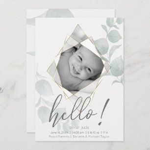 Faceted Foto Frame Eukalyptus Blätter Alabaster Einladung