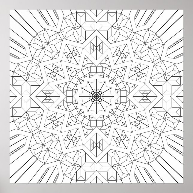 Faceted Starburst Geometric Mandala Pattern Art Poster (Vorne)
