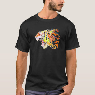 Facettenreicher Tigerkopf Wildnis Raubtier Bi T-Shirt